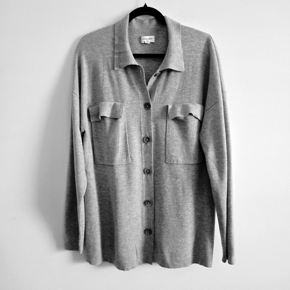 HUDSON NORTH I L Gray Cashmere Blend Oversized Cardigan - Picture 2 of 8